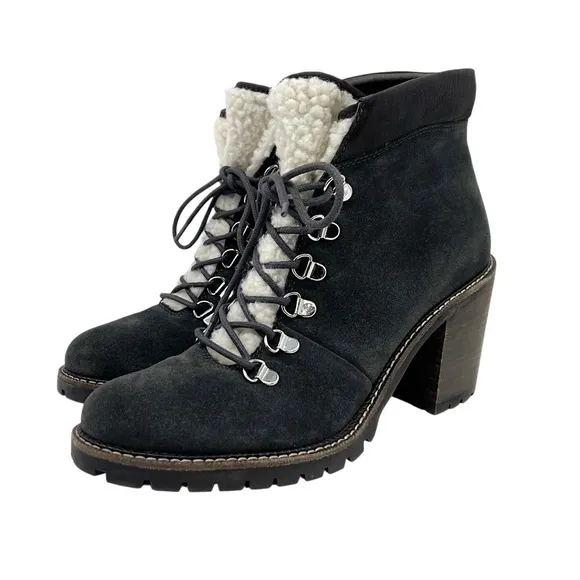 DOLCE VITA Post Faux Shearling-Trim Suede Booties