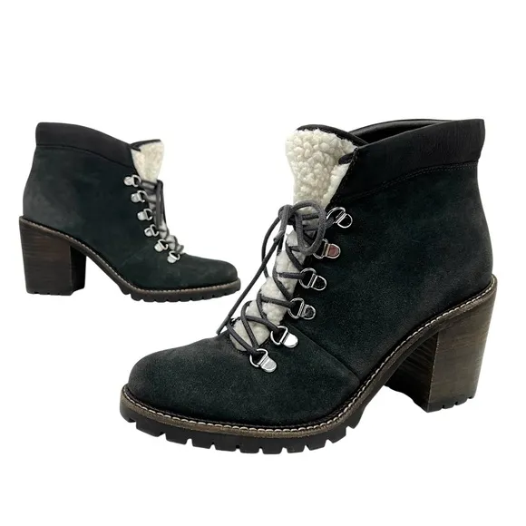 DOLCE VITA Post Faux Shearling-Trim Suede Booties