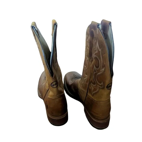 Double Hi breakroom Western Work Cowboy Boots #DH8560 Leather square Toe Sz 10.5