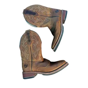 Double Hi breakroom Western Work Cowboy Boots #DH8560 Leather square Toe Sz 10.5