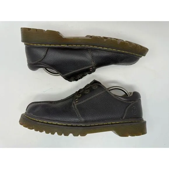 Dr Marten Shoes Marchant Mens 11 Doc Brown‎ Leather Oxford Work Boots Low Y2k