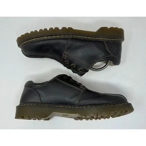 Dr Marten Shoes Marchant Mens 11 Doc Brown‎ Leather Oxford Work Boots Low Y2k