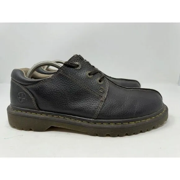 Dr Marten Shoes Marchant Mens 11 Doc Brown‎ Leather Oxford Work Boots Low Y2k