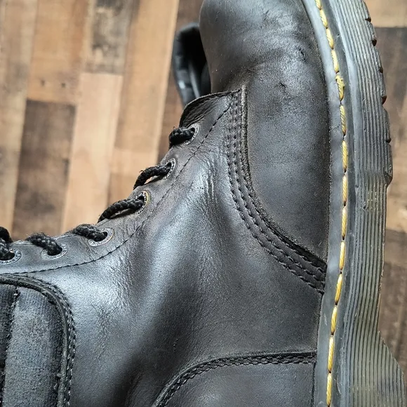 Dr. Martens Black Leather Industrial Steel Toe Work Boots Electric Hazard Sz 9