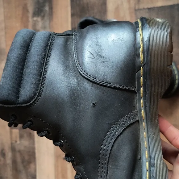 Dr. Martens Black Leather Industrial Steel Toe Work Boots Electric Hazard Sz 9