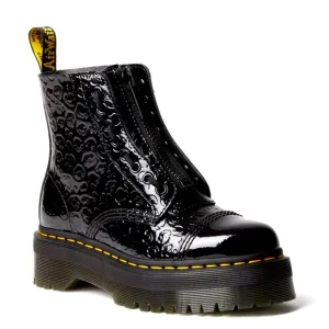Dr. Marten's Black Sinclair Platform Boot Leopard EmbossedPatent Leather NEW