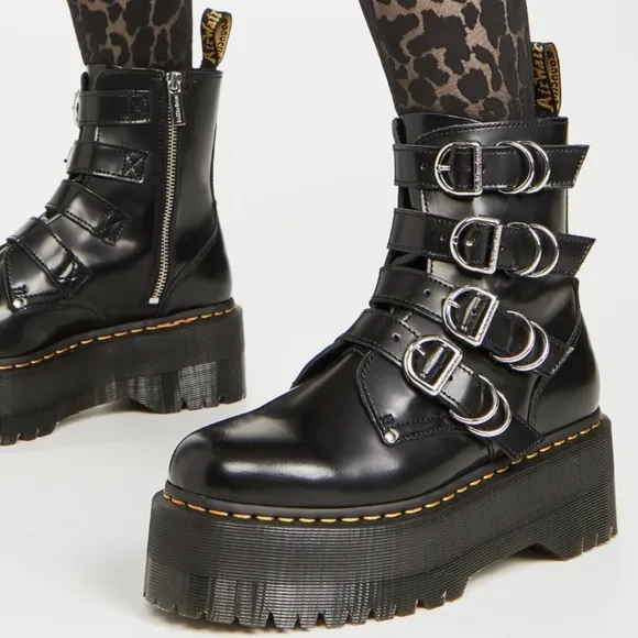 Dr Martens Jadon Max 4 Strap Hardware Leather Platform Boots Size 10