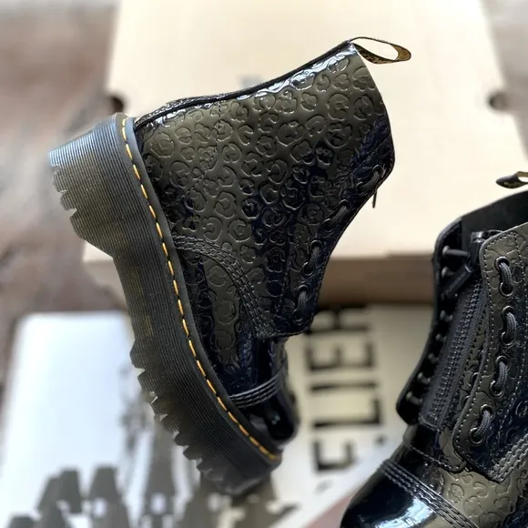 Dr. Martens Sinclair Leopard Emboss Patent Leather Platform Boots