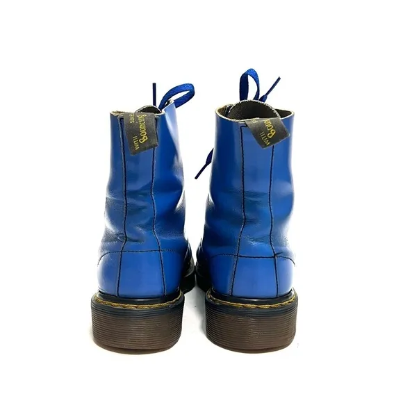 DR MARTENS | Vintage 1990s electric blue leather 8-eye boots MADE IN ENGLAND
