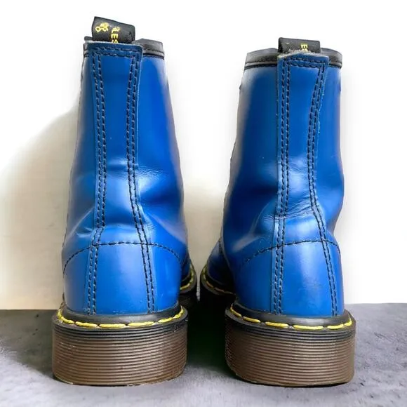 Dr. Martens Vintage UK4.5 1990s Electric Blue Leather 1460 Boots England MIE Vtg