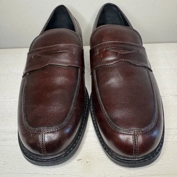 Drew Essex 43950-51 Mens Burgundy Leather Penny Loafers &amp; Slip Ons Shoes Size 11