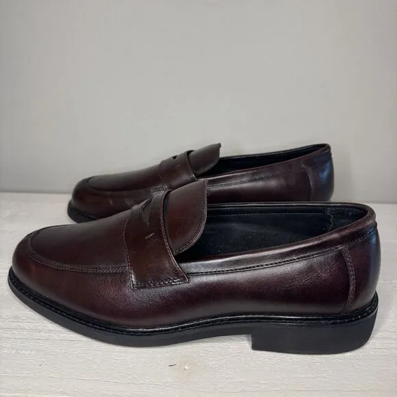 Drew Essex 43950-51 Mens Burgundy Leather Penny Loafers &amp; Slip Ons Shoes Size 11