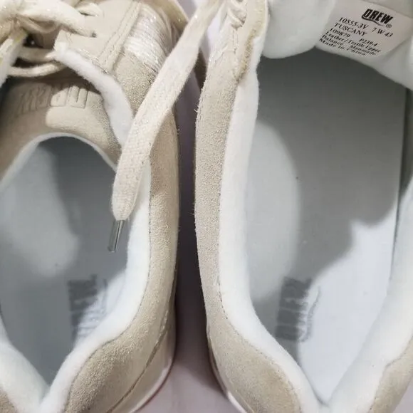Drew Shoes Womens 7 W Tuscany Beige Suede Athletic Cream Suede Leather