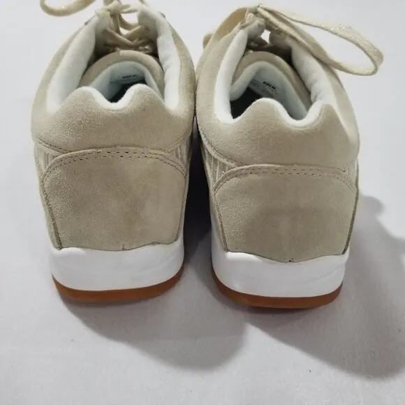 Drew Shoes Womens 7 W Tuscany Beige Suede Athletic Cream Suede Leather