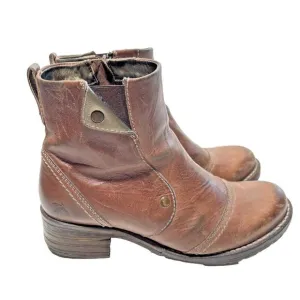 Dromedaris Kassia Leather Ankle Boots Saddle Cognac Brown Gold Boho 38 US 7.5