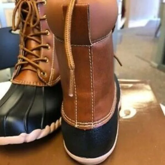 DUCK BOOTS by Outwoods Rain Faux Leather Waterproof Rubber Boots NWOT