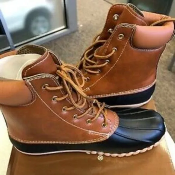 DUCK BOOTS by Outwoods Rain Faux Leather Waterproof Rubber Boots NWOT