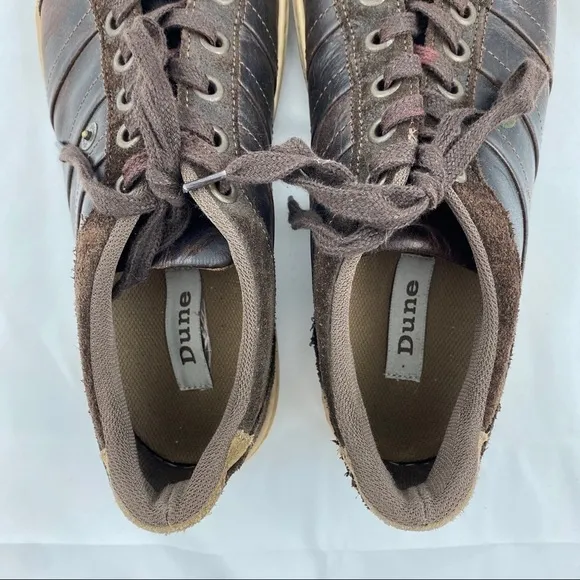 Dune London Men’s Dark Brown Leather Suede Casual Sneakers Size EU 44 / US 11