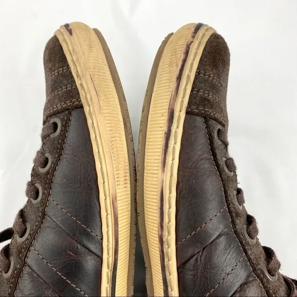 Dune London Men’s Dark Brown Leather Suede Casual Sneakers Size EU 44 / US 11