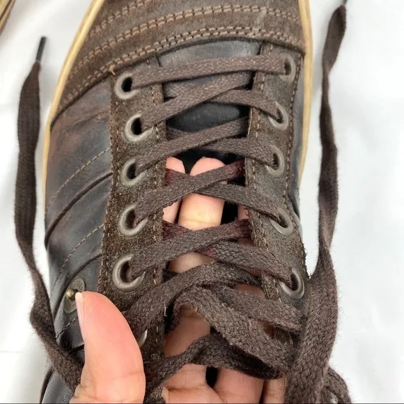 Dune London Men’s Dark Brown Leather Suede Casual Sneakers Size EU 44 / US 11