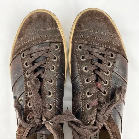 Dune London Men’s Dark Brown Leather Suede Casual Sneakers Size EU 44 / US 11