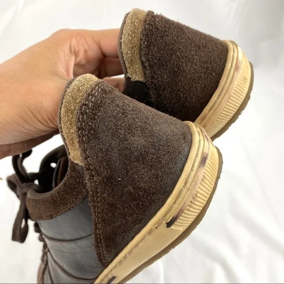 Dune London Men’s Dark Brown Leather Suede Casual Sneakers Size EU 44 / US 11