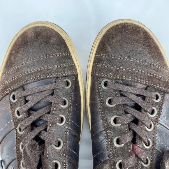 Dune London Men’s Dark Brown Leather Suede Casual Sneakers Size EU 44 / US 11