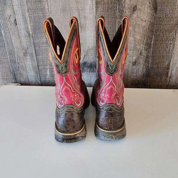 Durango Women's Lady Rebel Gator Emboss Western Boots - Electric Red 7.5M