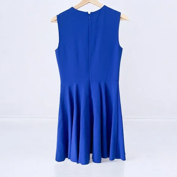 DVF Diane Von Furstenberg JEANNIE Fit Flare Pleated Dress Electric Blue Sz 4