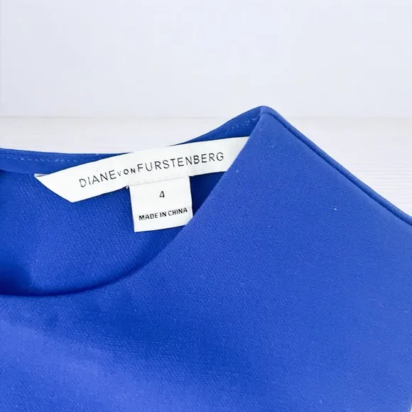 DVF Diane Von Furstenberg JEANNIE Fit Flare Pleated Dress Electric Blue Sz 4