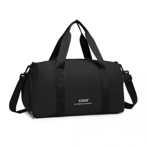 EA2305 - Kono Waterproof Duffel Bag Lightweight Sports Gym Bag With Shoes Compartment - Black