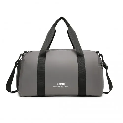 EA2305 - Kono Waterproof Duffel Bag Lightweight Sports Gym Bag With Shoes Compartment - Grey