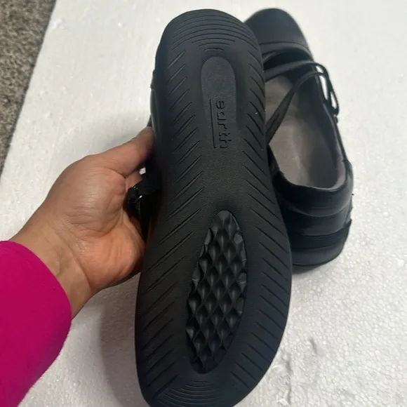 Earth black new town marry jaen comfort flats shoes leather size 9.5