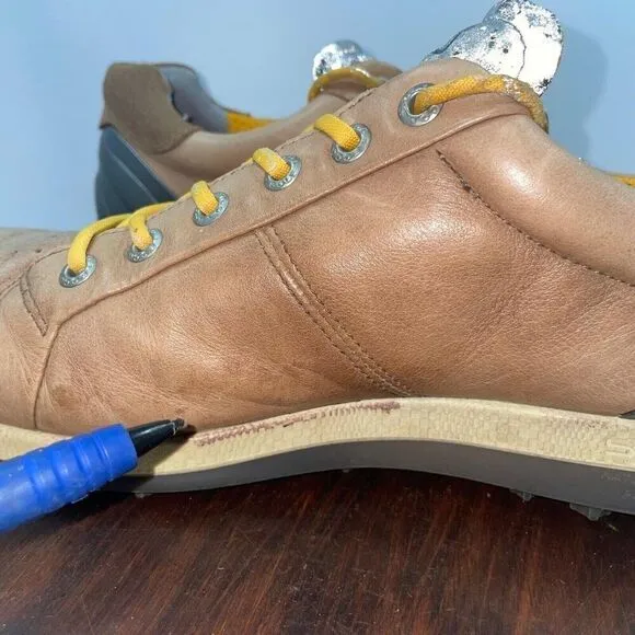 ECCO Biom Hybrid Hydromax Mens 8.5 Brown Golf Shoes Yak Leather Soft Spike