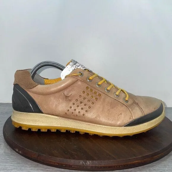 ECCO Biom Hybrid Hydromax Mens 8.5 Brown Golf Shoes Yak Leather Soft Spike