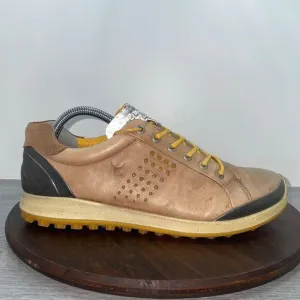 ECCO Biom Hybrid Hydromax Mens 8.5 Brown Golf Shoes Yak Leather Soft Spike