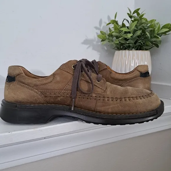 Ecco Fusion II Men's Casual Shoes Lace Up Leather Brown Tan Oxford Sz 44/10.5 US