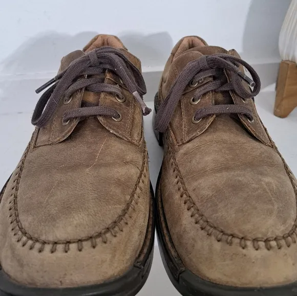 Ecco Fusion II Men's Casual Shoes Lace Up Leather Brown Tan Oxford Sz 44/10.5 US