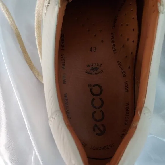 Ecco Men's Seawalker Cream Leather Lace Up Shoes Size 9-9.5