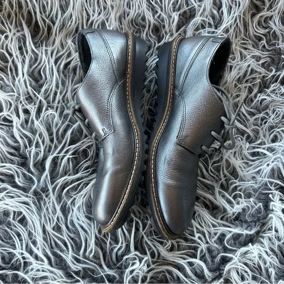 ECCO Pewter Leather Comfort Casual Sneaker Shoes Women Size 8.5 39.
