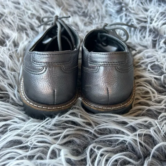 ECCO Pewter Leather Comfort Casual Sneaker Shoes Women Size 8.5 39.
