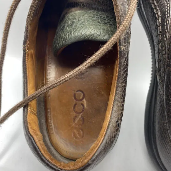 Ecco Seawalker Moc Toe Shoes Mens EU 44 Brown Leather Lace Up Casual