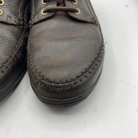 Ecco Seawalker Moc Toe Shoes Mens EU 44 Brown Leather Lace Up Casual