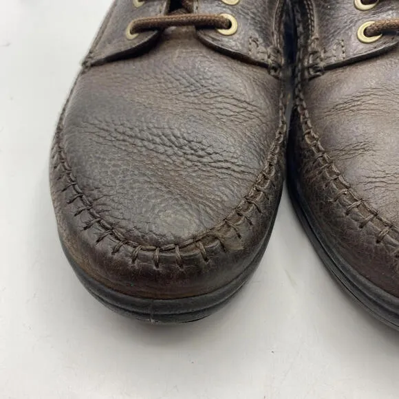 Ecco Seawalker Moc Toe Shoes Mens EU 44 Brown Leather Lace Up Casual