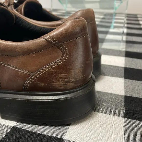 Ecco Shock Point Arch Support Brown Leather Oxford Dress Shoes Sz 44/ US 10-10.5