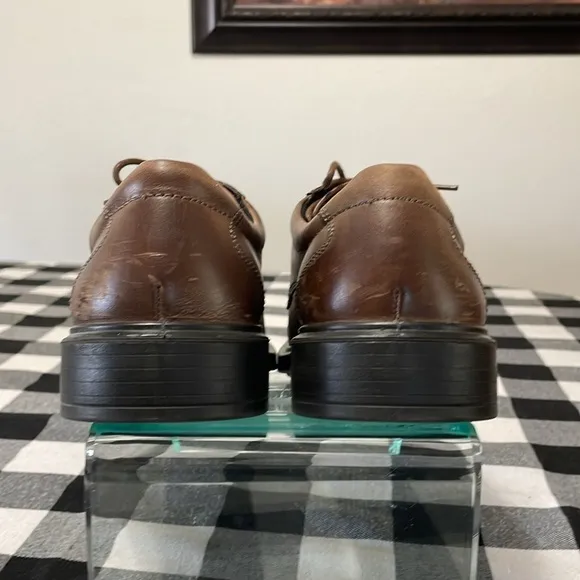 Ecco Shock Point Arch Support Brown Leather Oxford Dress Shoes Sz 44/ US 10-10.5