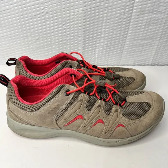 Ecco Shoes Grey/Pink Walking Shoes Size 38 Or US 7