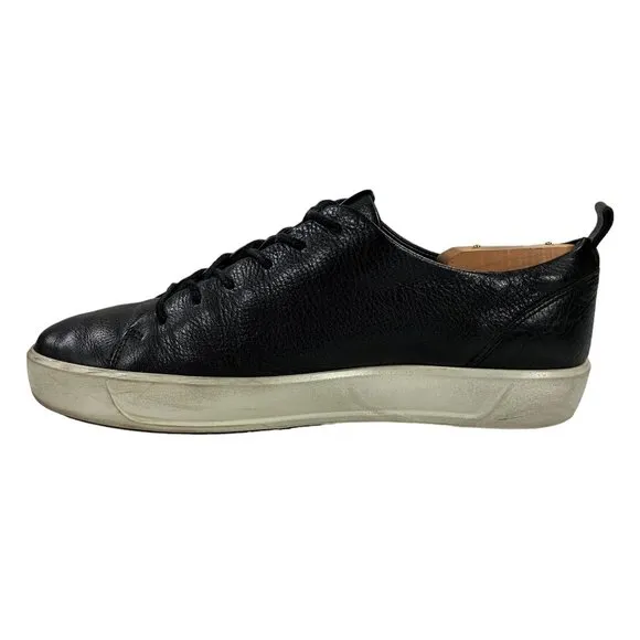 ECCO Sneakers Walking Shoes Mens Size 44 (US 10-10.5) Black Leather Lace Up