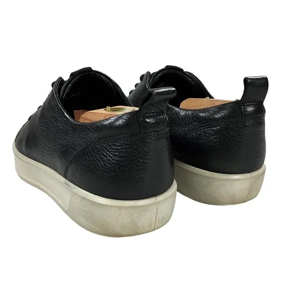 ECCO Sneakers Walking Shoes Mens Size 44 (US 10-10.5) Black Leather Lace Up