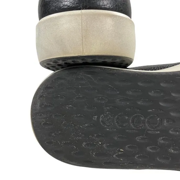 ECCO Sneakers Walking Shoes Mens Size 44 (US 10-10.5) Black Leather Lace Up